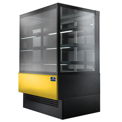 Kühltheke mit 3 Regalböden und gerader Frontverglasung, Umluft, +2°/+8°C, B=1805 mm - RAL9005