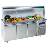 Saladette mit 3 Türen und Glasstruktur