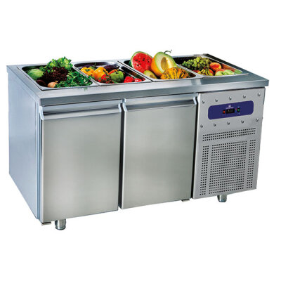 Saladette mit 2 Türen GN 1/1, 4x GN 1/1 H=150 mm, -2°/+8°C