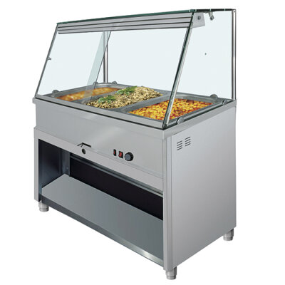 Bain-Marie Theke 1,5m mit gerader Frontverglasung