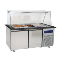 Bain-Marie Theke mit 2 Türen und Glasaufsatz