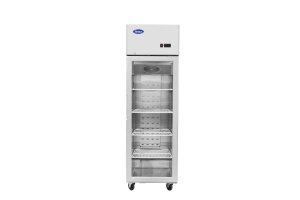 1-türiger Glastürkühlschrank Edelstahl 410L