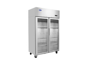 2-türiger Glastiefkühlschrank Edelstahl 900L