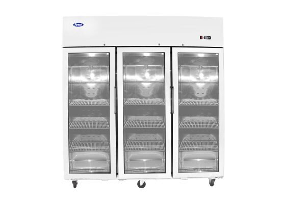 3-türiger Glaskühlschrank Edelstahl 1390L