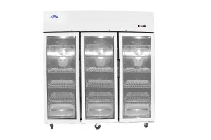 3-türiger Glaskühlschrank Edelstahl 1390L