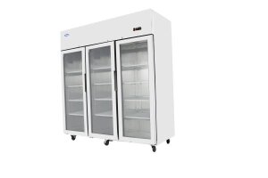 3-türiger Glaskühlschrank Edelstahl 1390L