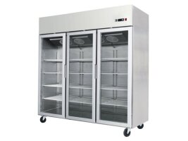 3-türiger Glastürtiefkühlschrank Edelstahl...