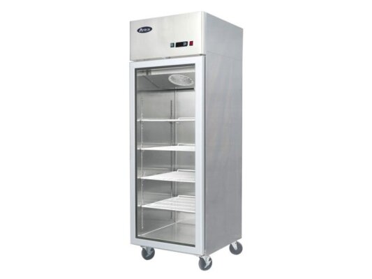 1-türiger Glastürkühlschrank Edelstahl 670L