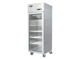 1-türiger Glastürkühlschrank Edelstahl 670L
