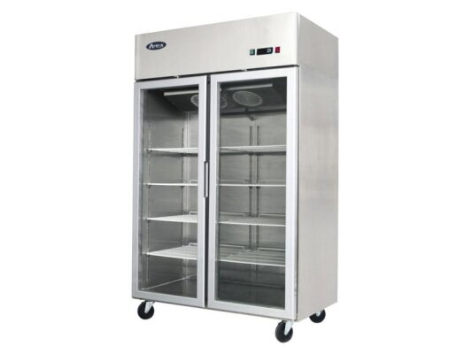 2-türiger Glastürkühlschrank Edelstahl 1300 Liter
