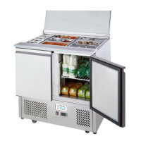 2-türige Saladette mit Schiebedeckel Edelstahl 300L