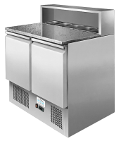 Pizza Saladette 2-türig mit Granitplatte Edelstahl 300L