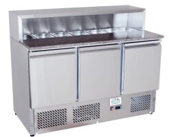 Pizza Saladette mit Granitplatte 3-türig 8 x GN1/6...