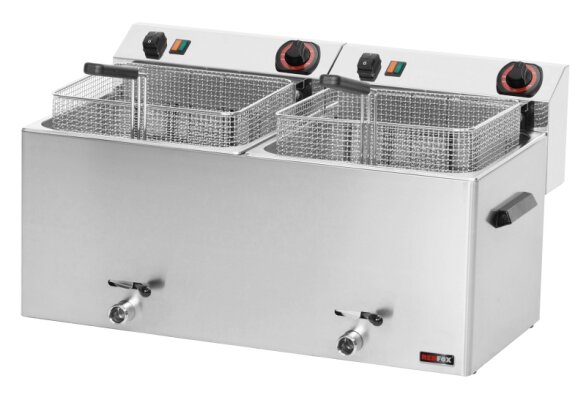 Elektro-Fritteuse Edelstahl 2 x 11 Liter 2 x 8,1 kW