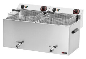 Elektro-Fritteuse Edelstahl 2 x 11 Liter 2 x 8,1 kW