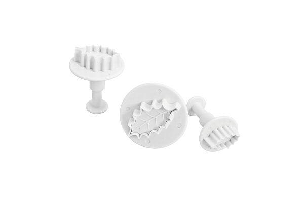 Ausstechformen mit Auswerfer SET Motiv Ilex-Blätter