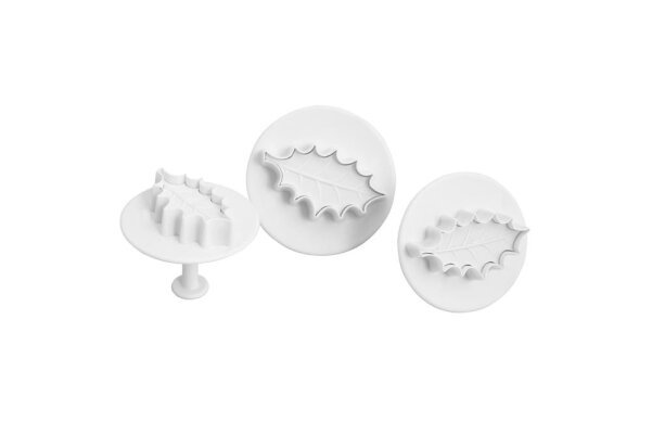 Ausstechformen mit Auswerfer SET Motiv Ilex-Blätter