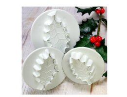 Ausstechformen mit Auswerfer SET Motiv Ilex-Blätter