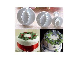 Ausstechformen mit Auswerfer SET Motiv Ilex-Blätter