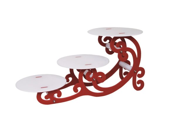 Tortenständer "Treppe" 3-teilig, rot