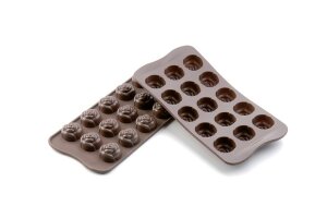 Schokoladenform Pralinenform Backform Silikon ROSE 3x5=15...