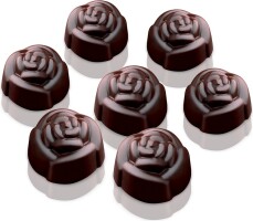 Schokoladenform Pralinenform Backform Silikon ROSE 3x5=15...