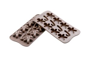 Silikon Schokoladen-Form Pralinenform XMas Mr. Ginger 4x3...