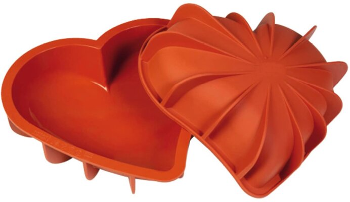 Backform Kuchenform Dessertform Silikon Herz 3D Effekt 1,1L mit Antihaftwirkung