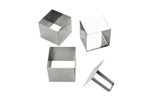 Schaumspeisering Dessertform Mousse-Ring Schaumgebäckringe 4er Set Quadratisch 60x60mm Edelstahl