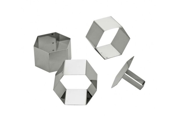 Schaumspeisering Dessertform Mousse-Ring Schaumgebäckring Sechseck 4er Set