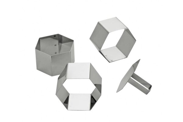 Schaumspeiseringe-Set / Sechseck Edelstahl