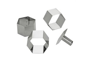 Schaumspeiseringe-Set / Sechseck Edelstahl