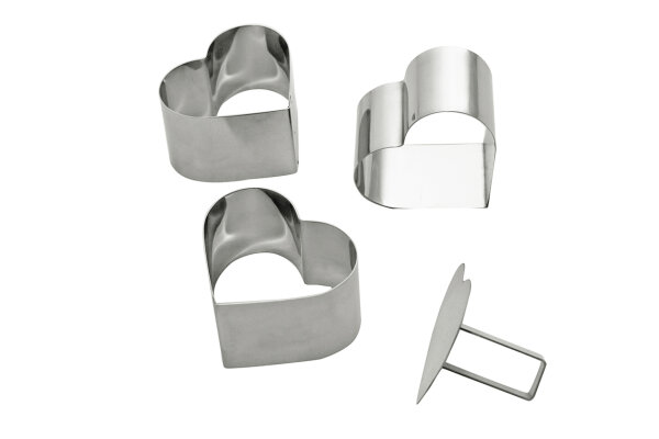 Schaumspeiseringe-Set / Herz Edelstahl