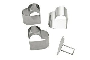 Schaumspeiseringe-Set / Herz Edelstahl