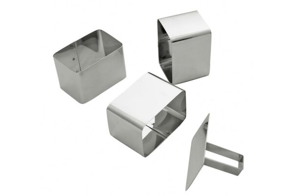 Schaumspeisering Dessertform Mousse-Ring Schaumgebäckring Rechteck 4er Set 70x70mm