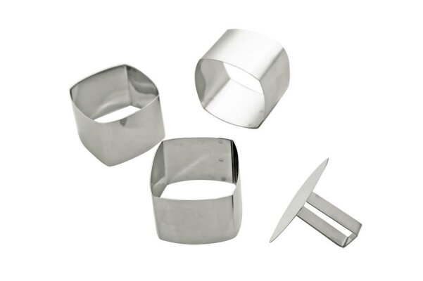 Schaumspeisering Dessertform Mousse-Ring Schaumgebäckringe 4er Set Quadratisch