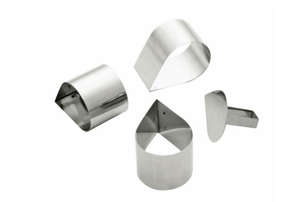 Schaumspeisering Dessertform Mousse-Ring Schaumgebäckringe 4er Set Tropfen