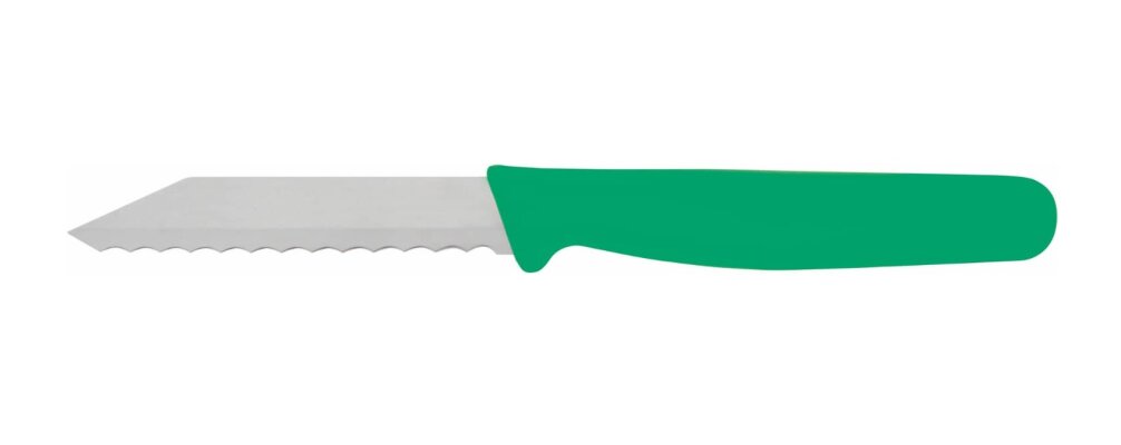 Brötchenmesser mit Wellenschliff 18cm Griff grün