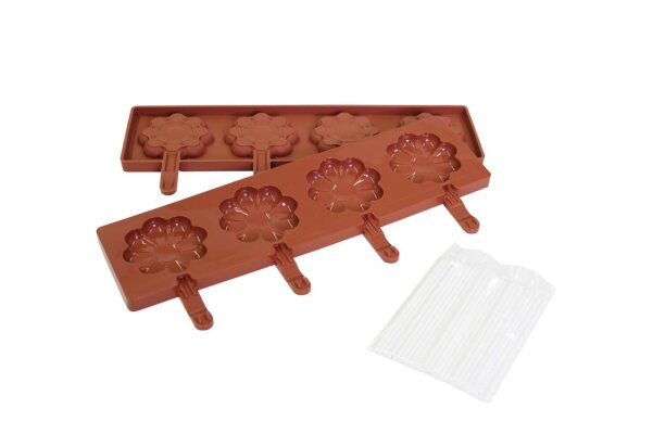 Backformen aus Silikon Lolli Motiv Blume 4 x 40ml Ø 74mm