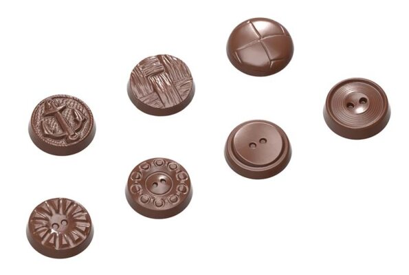 Schokoladenform Pralinenform Motiv Knöpfe 7 Designs 3x7 Chocolate World