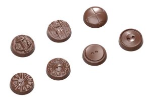 Schokoladenform Pralinenform Motiv Knöpfe 7 Designs...