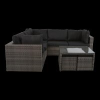 5-Sitzer Lounge-Set Lugo Stone aus Polyrattan mit Polster