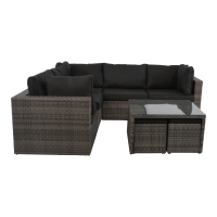 5-Sitzer Lounge-Set Lugo Stone aus Polyrattan mit Polster