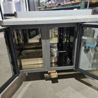 Tecnodom Kühltisch mit 2 Glastüren Edelstahl 550L GN1/1 Aufkantung B-Ware