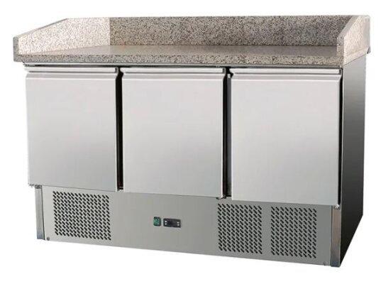 Pizzakühltischtisch 3 Türen Edelstahl 260L