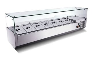 Kühlaufsatzvitrine für 7 x GN1/4 Edelstahl mit...