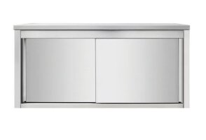 Wandhängeschrank aus Edelstahl 200 x 40 cm mit Tür