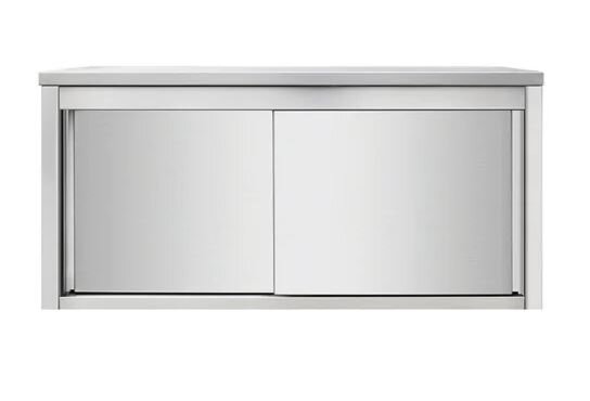 Wandhängeschrank aus Edelstahl 140 x 40 cm mit Tür