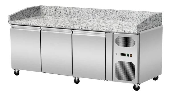 Pizzakühltisch Granit rosa-grau 3-Türig