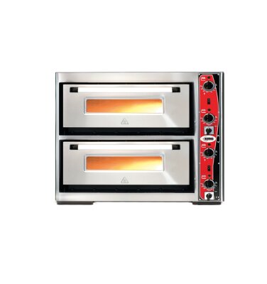 Pizzaofen 2 Kammern je 4 Pizzen ⌀30cm mit Thermometer 10kW 400V